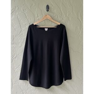 Chico's Women's XL Size 3 Black Bateau Neck Shirttail Hem Pullover Sweater NWOT